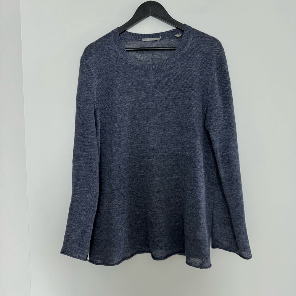 Vince Linen Crewneck Sweater in Coastal Blue
